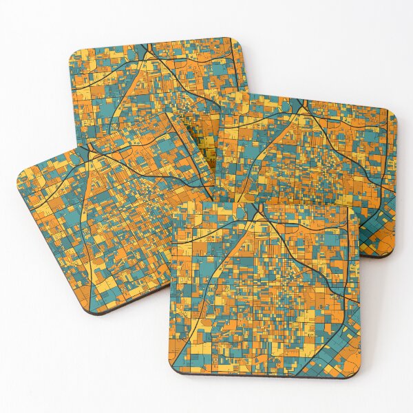 Item preview, Santa Ana Map Pattern in Orange & Teal designed and sold by PatternMaps.