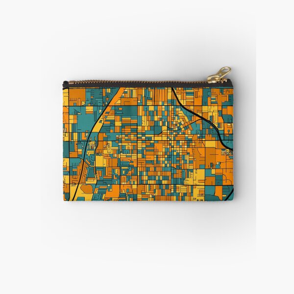 Aperçu de l'œuvre Motif de carte de Santa Ana en orange et bleu sarcelle créée et vendue par PatternMaps.