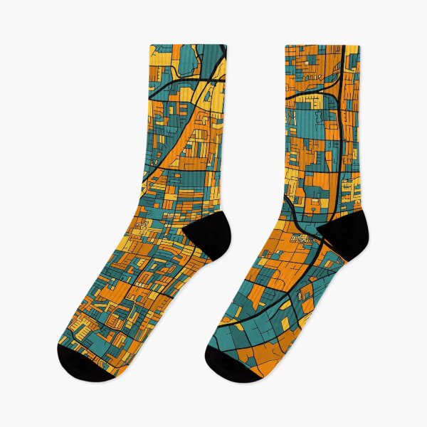 Item preview, Santa Ana Map Pattern in Orange & Teal designed and sold by PatternMaps.