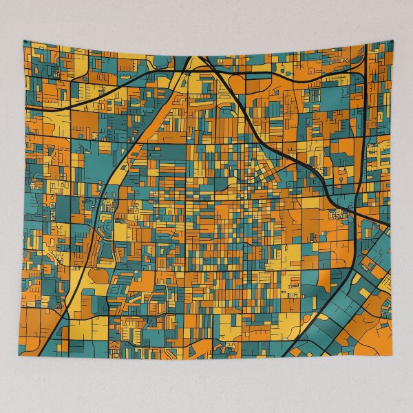 Item preview, Santa Ana Map Pattern in Orange & Teal designed and sold by PatternMaps.