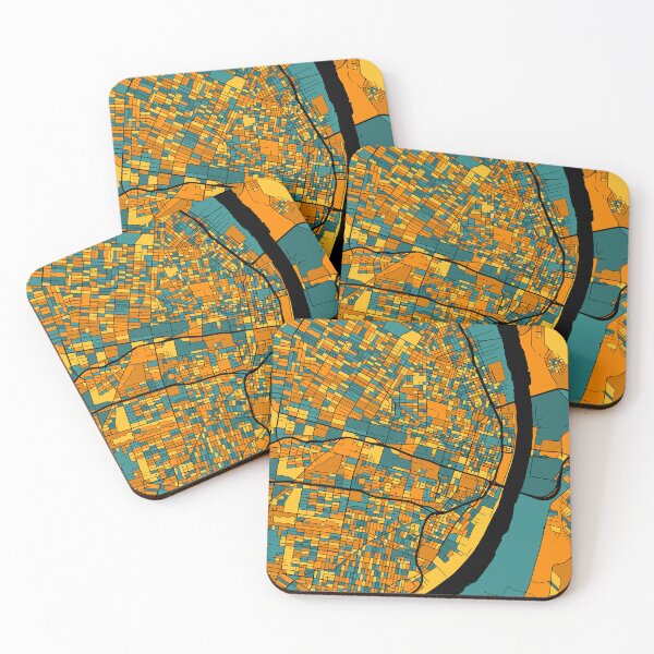 Item preview, St. Louis Map Pattern in Orange & Teal designed and sold by PatternMaps.