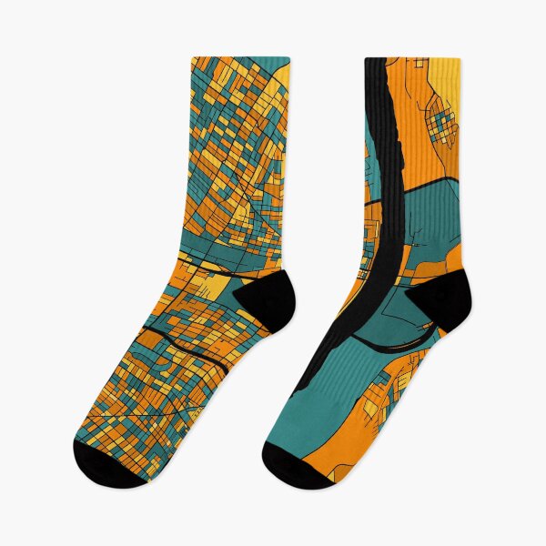 Item preview, St. Louis Map Pattern in Orange & Teal designed and sold by PatternMaps.