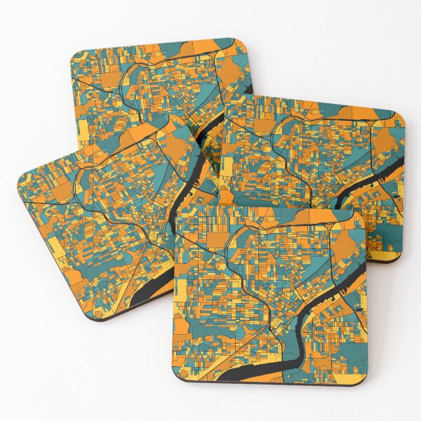 Item preview, Toledo Map Pattern in Orange & Teal designed and sold by PatternMaps.