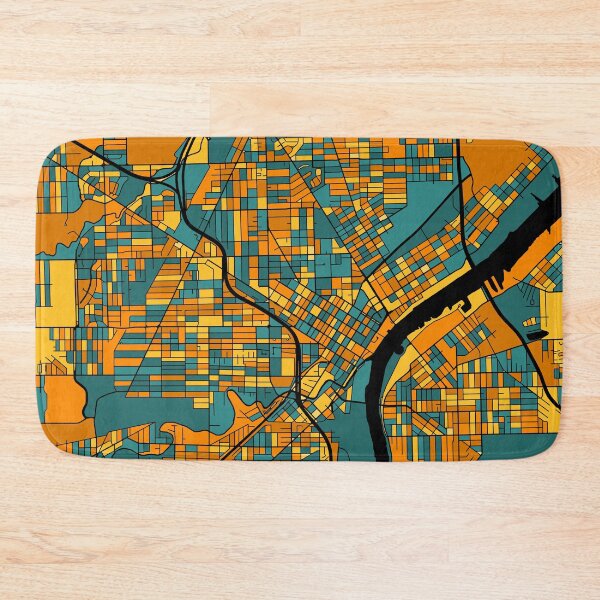 Item preview, Toledo Map Pattern in Orange & Teal designed and sold by PatternMaps.