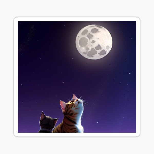 Item preview, cats looking at the moon designed and sold by createinpixels.