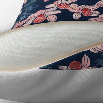 Alternate view of Orchid garden in peach on navy blue Throw Pillow