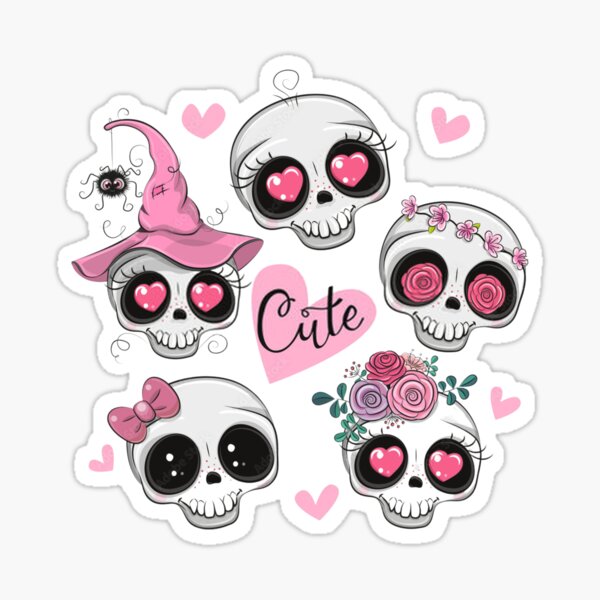 Skulls red heart eyes to fall in love' Sticker