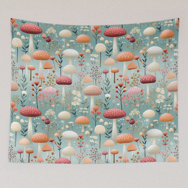 Item preview, Dreamy Fairytale Mushroom Forest Pattern designed and sold by Hibiskusmond.
