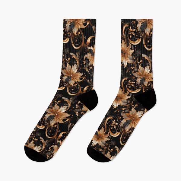 Artikelvorschau, Buntes Fantasiemuster schwarz kupfer perlmutt Ornamente Blüten entworfen und verkauft von G-M-Designs.