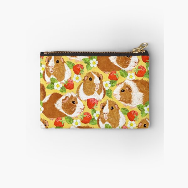 Item preview, The Sweetest Guinea Pigs with Summer Strawberries on Yellow Linen designed and sold by micklyn.