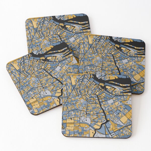 Item preview, Amsterdam Map Pattern in Blue & Gold designed and sold by PatternMaps.