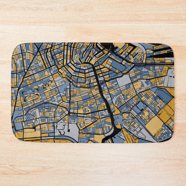 Item preview, Amsterdam Map Pattern in Blue & Gold designed and sold by PatternMaps.