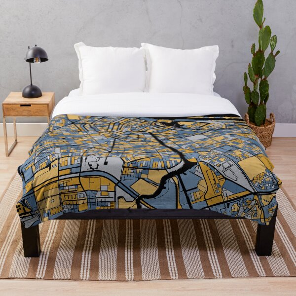 Artikelvorschau, Amsterdamer Kartenmuster in Blau und Gold entworfen und verkauft von PatternMaps.