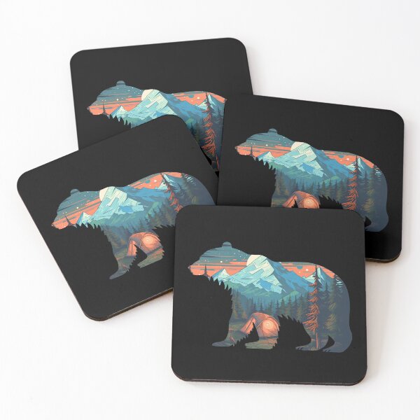 Item preview, Bear Double Exposure Wildlife Animal Snow Mountains Camping Hiking Design  designed and sold by trendyzcom.