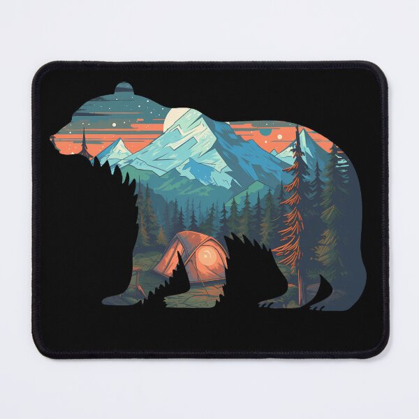 Item preview, Bear Double Exposure Wildlife Animal Snow Mountains Camping Hiking Design designed and sold by trendyzcom.