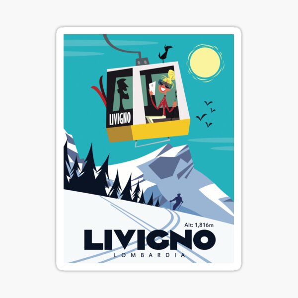 Aperçu de l'œuvre Affiche ski Livigno créée et vendue par Gary Godel.