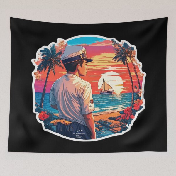 Item preview, Young Sailor Looking at Sunset Over the Ocean designed and sold by Ridiculam Toga.