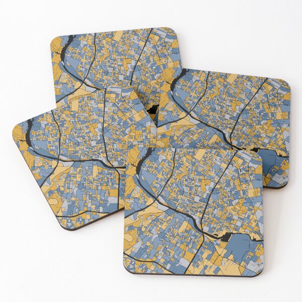 Item preview, Austin Map Pattern in Blue & Gold designed and sold by PatternMaps.