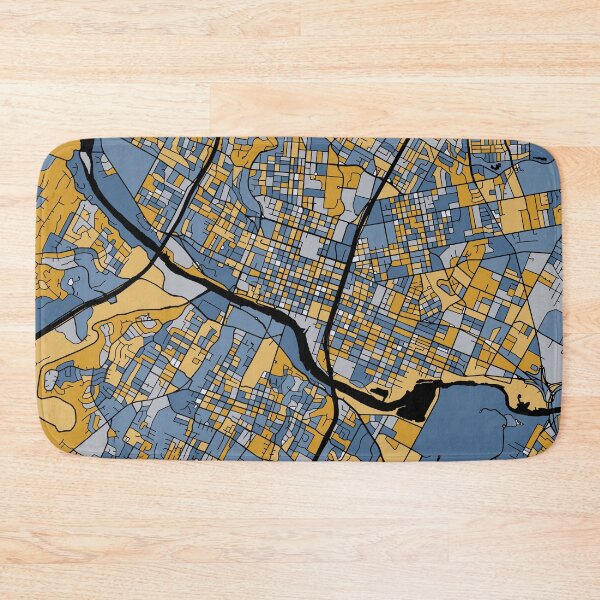 Item preview, Austin Map Pattern in Blue & Gold designed and sold by PatternMaps.
