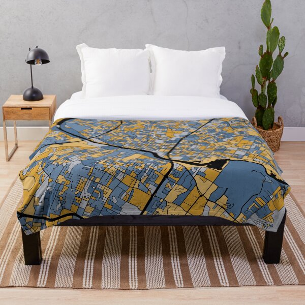 Artikelvorschau, Austin-Kartenmuster in Blau und Gold entworfen und verkauft von PatternMaps.