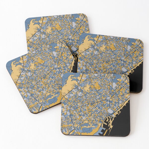 Item preview, Barcelona Map Pattern in Blue & Gold designed and sold by PatternMaps.