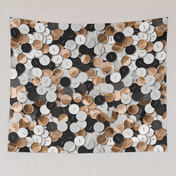 Item preview, Colorful fantasy pattern black copper silver mother-of-pearl ornaments coins sequins designed and sold by G-M-Designs.