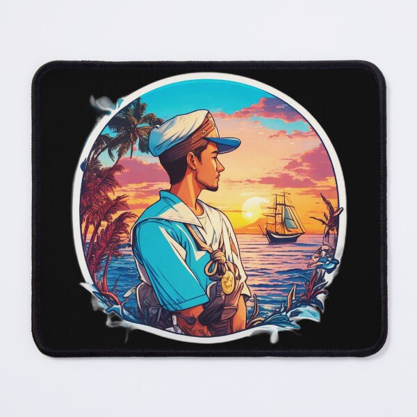 Item preview, Young Captain Looking at Sunset Over the Ocean designed and sold by Ridiculam Toga.
