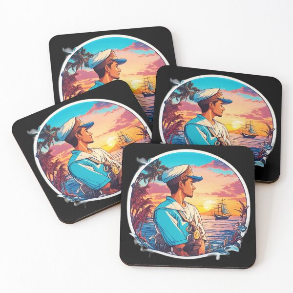 Item preview, Young Captain Looking at Sunset Over the Ocean designed and sold by Ridiculam Toga.
