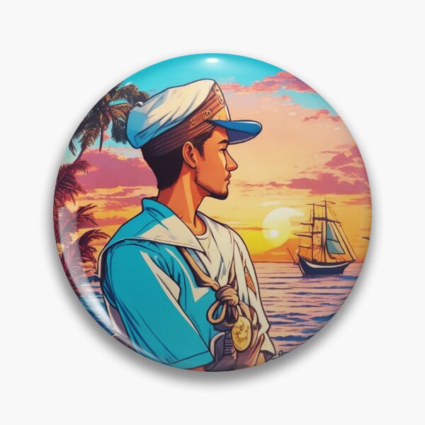 Item preview, Young Captain Looking at Sunset Over the Ocean designed and sold by Ridiculam Toga.