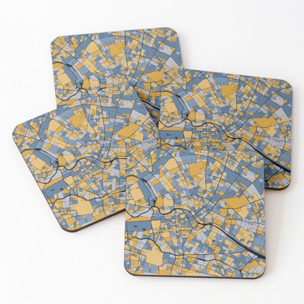 Item preview, Berlin Map Pattern in Blue & Gold designed and sold by PatternMaps.