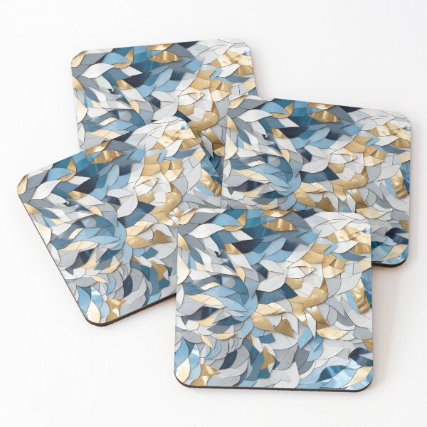 Item preview, Colorful fantasy pattern blue gold silver mother-of-pearl ornaments noble designed and sold by G-M-Designs.