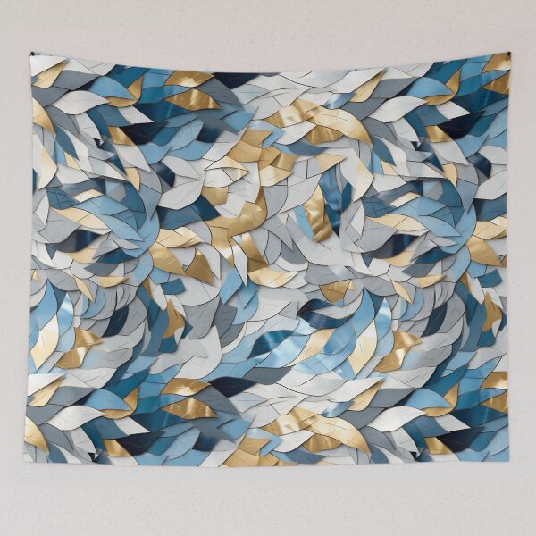 Item preview, Colorful fantasy pattern blue gold silver mother-of-pearl ornaments noble designed and sold by G-M-Designs.
