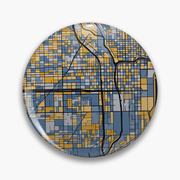 Item preview, Patrón de mapa de Chicago en azul y dorado designed and sold by PatternMaps.