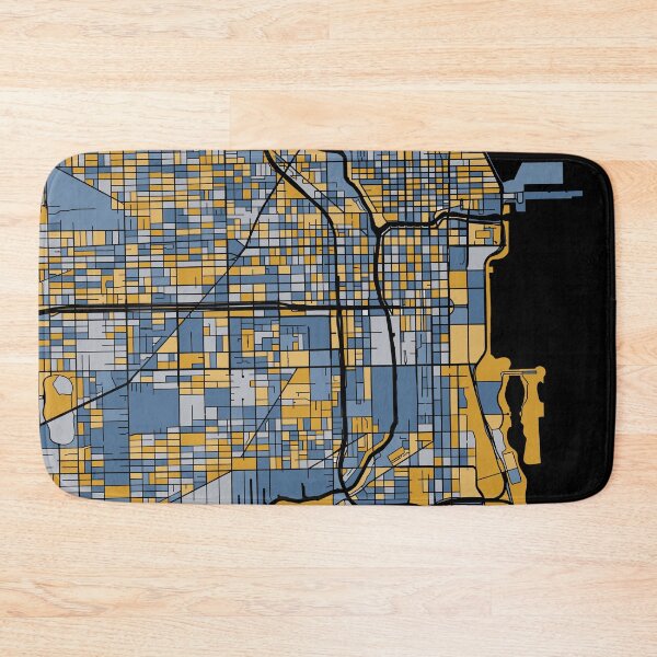 Item preview, Chicago Map Pattern in Blue & Gold designed and sold by PatternMaps.