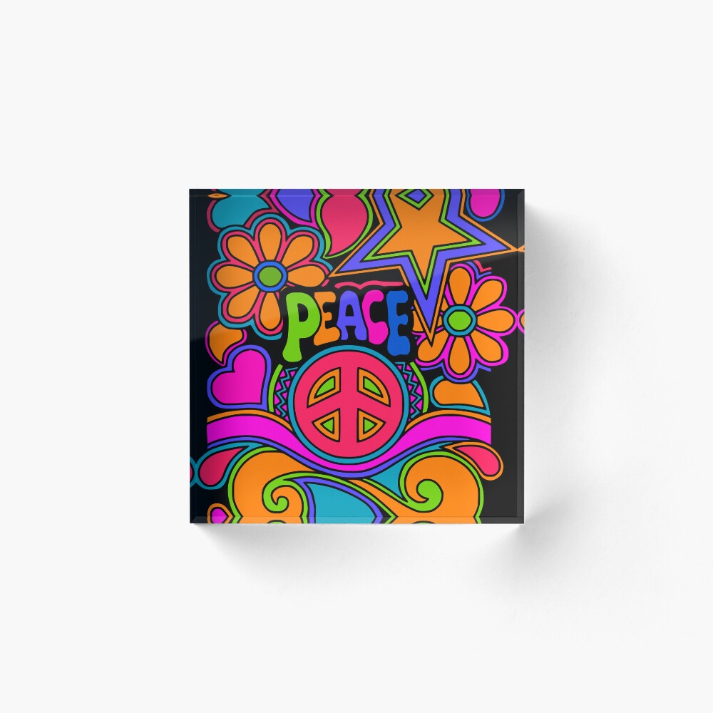 Flower Power Retro Style Hippy Flowers Art Board Print