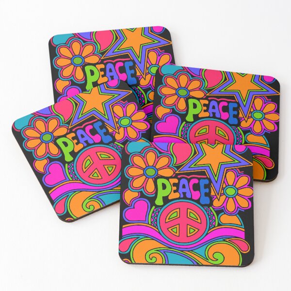 Item preview, Fun and Funky Flower Power Peace and Love Hippy Art designed and sold by Alondra.
