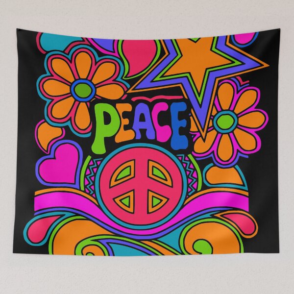 Item preview, Fun and Funky Flower Power Peace and Love Hippy Art designed and sold by Alondra.