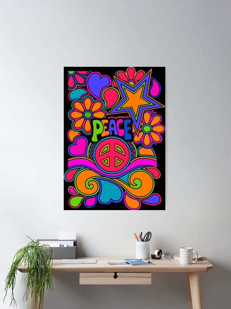Fun and Funky Flower Power Peace and Love Hippy Art