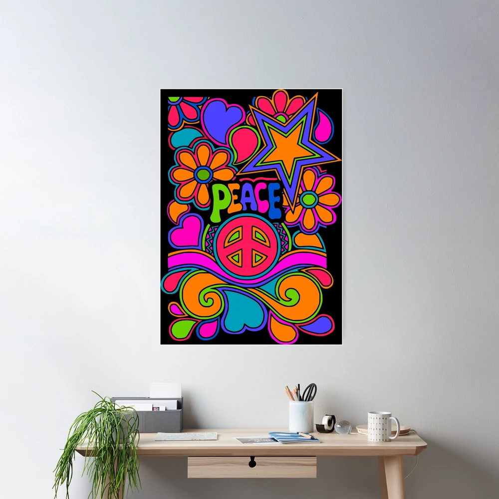 Fun and Funky Flower Power Peace and Love Hippy Art