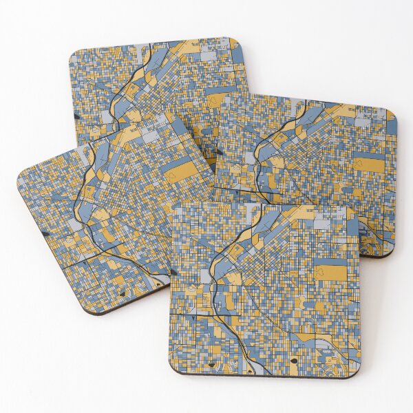 Item preview, Denver Map Pattern in Blue & Gold designed and sold by PatternMaps.