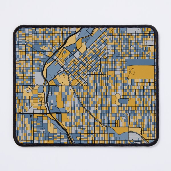 Item preview, Denver Map Pattern in Blue & Gold designed and sold by PatternMaps.