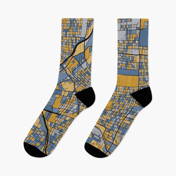 Item preview, Denver Map Pattern in Blue & Gold designed and sold by PatternMaps.