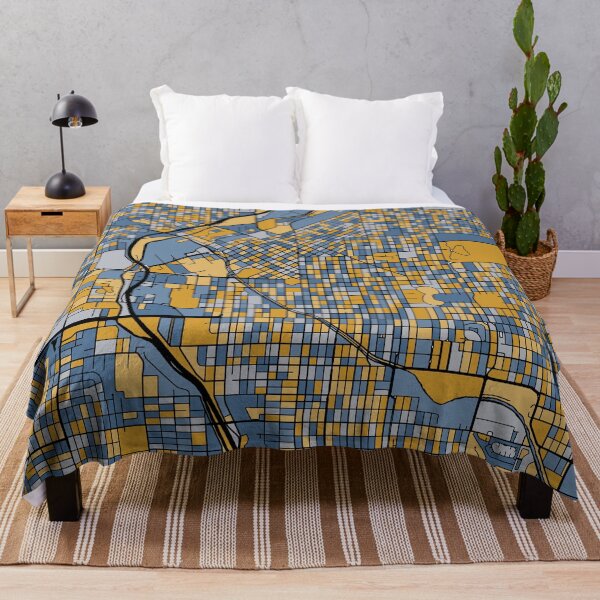 Item preview, Denver Map Pattern in Blue & Gold designed and sold by PatternMaps.