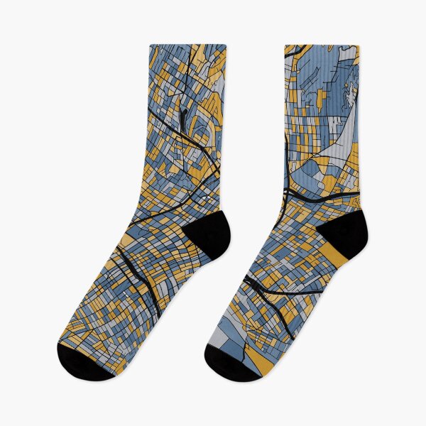 Item preview, Los Angeles Map Pattern in Blue & Gold designed and sold by PatternMaps.