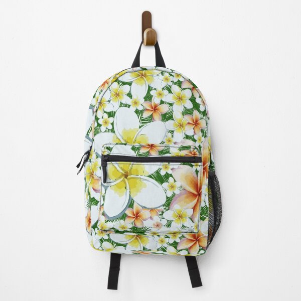 Item preview, Frangipani Paradise - White and Pink Floral Pattern with green tropical leaves designed and sold by One Stop Original Designs.