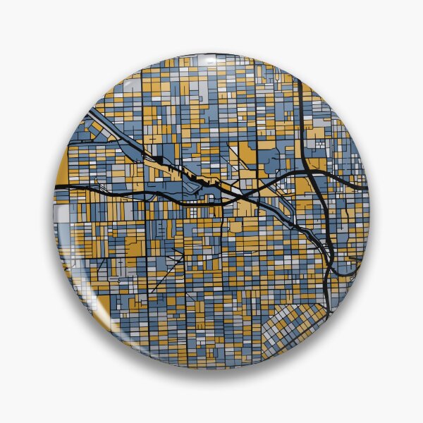 Artikelvorschau, Miami-Kartenmuster in Blau und Gold entworfen und verkauft von PatternMaps.