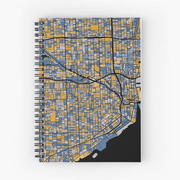 Item preview, Miami Map Pattern in Blue & Gold designed and sold by PatternMaps.