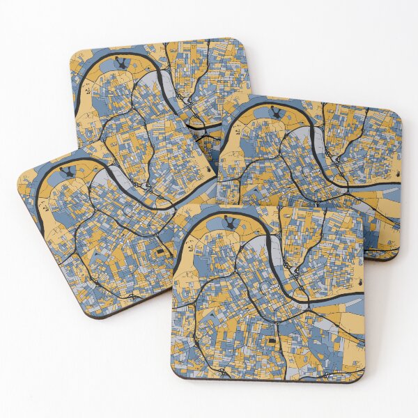 Item preview, Nashville Map Pattern in Blue & Gold designed and sold by PatternMaps.