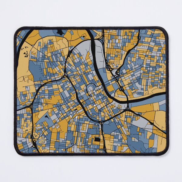 Item preview, Patrón de mapa de Nashville en azul y dorado designed and sold by PatternMaps.