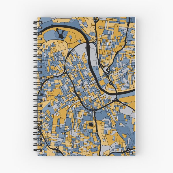 Artikelvorschau, Nashville-Kartenmuster in Blau und Gold entworfen und verkauft von PatternMaps.